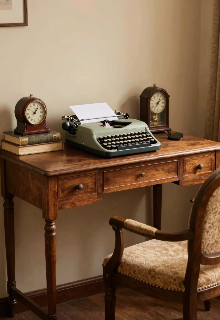 15 Chic Desk Setup Ideas That Feel Designer Inspired - 5. Vintage Charm 1