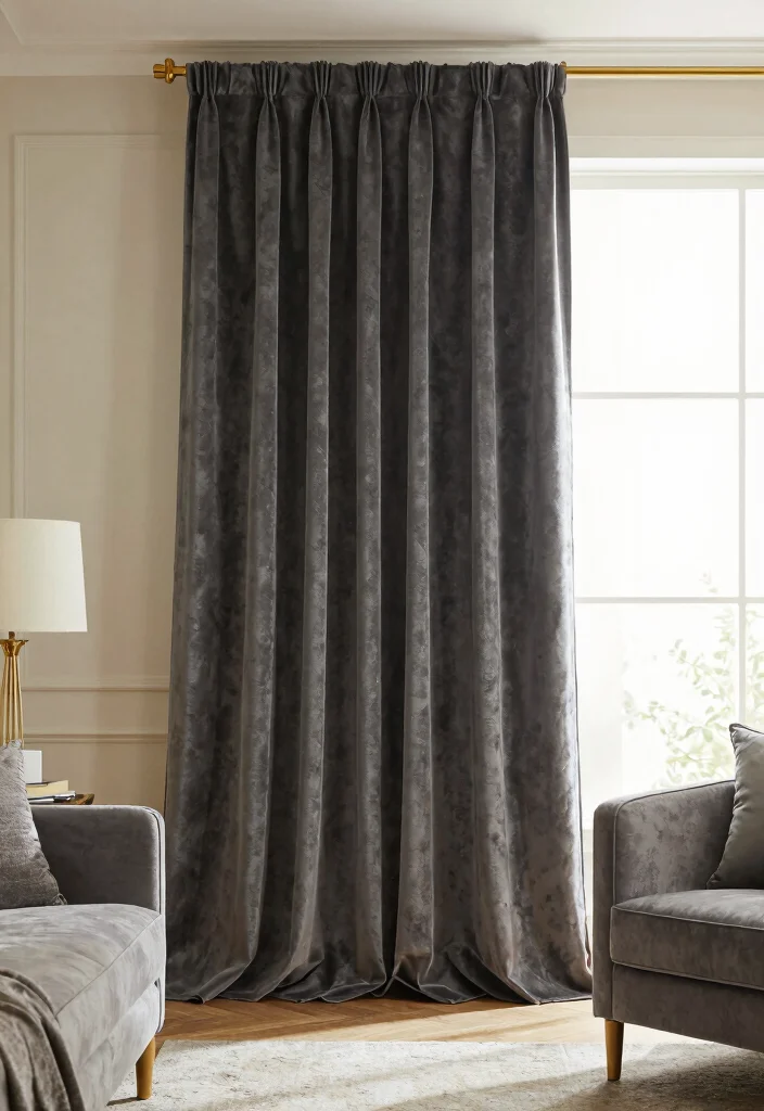 15 Dark Grey Curtains Living Room Ideas With Moody Vibes - 8. Elegant Drapery 1