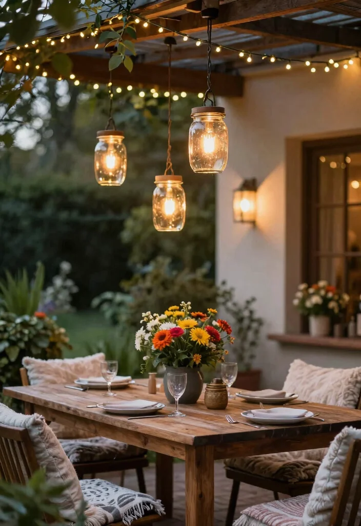 15 Large Glass Pendant Light Ideas That Make a Statement - 13. Rustic Mason Jar Lights 1