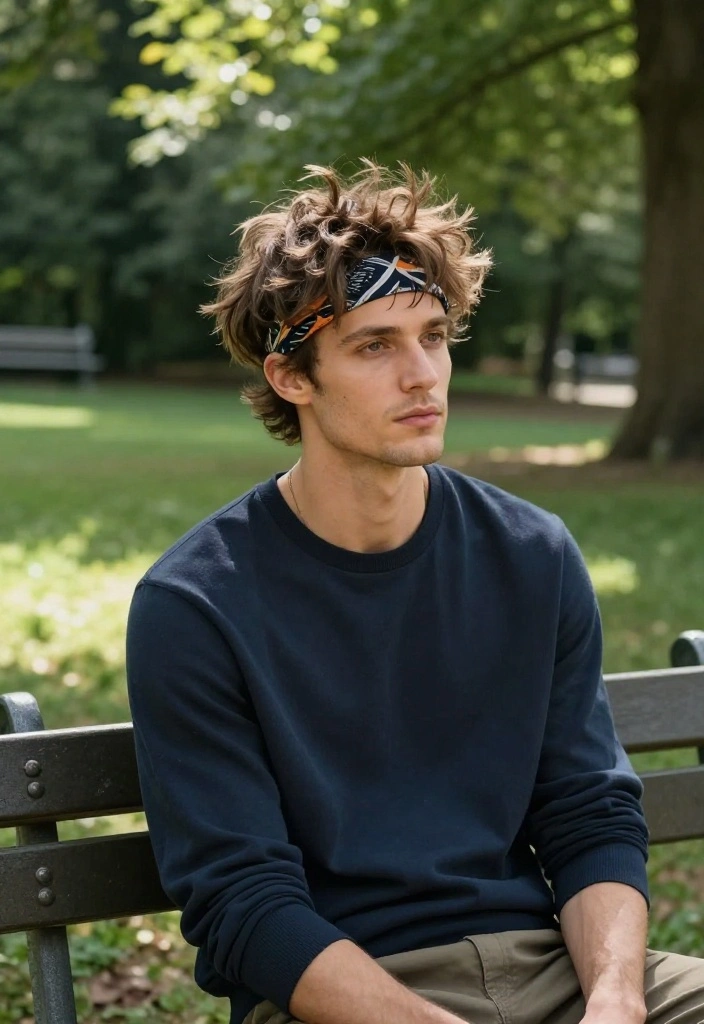 15 Messy Curtains Hair Men Ideas for Effortless Style - 12. Messy Curtains with a Headband 1