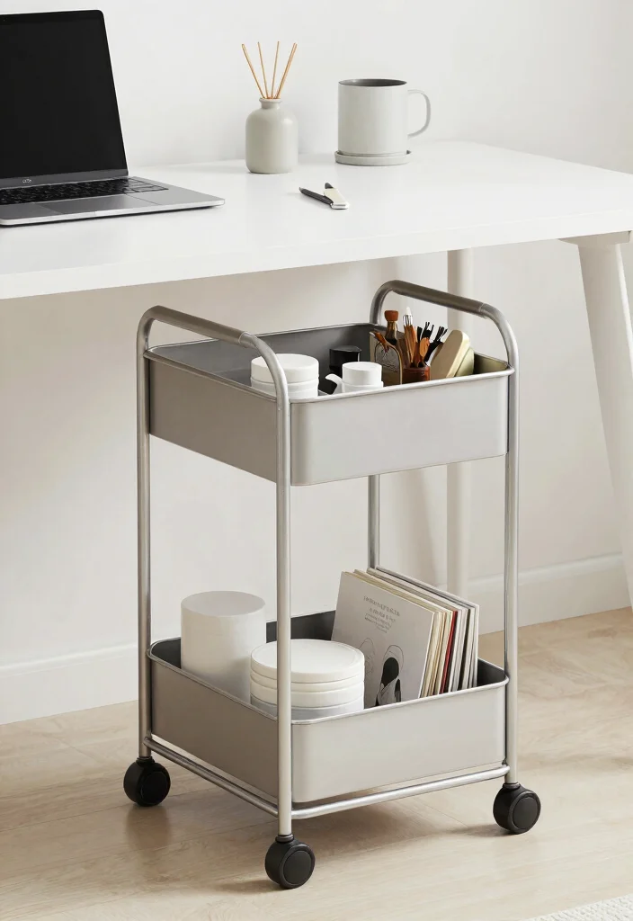 15 Minimalistic Desk Setup Ideas That Stay Clean - 12. Under-Desk Storage Solutions 1