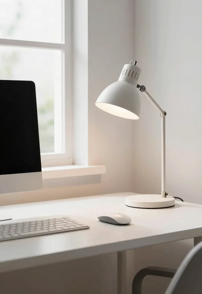 15 Minimalistic Desk Setup Ideas That Stay Clean - 13. Smart Lighting Choices 1