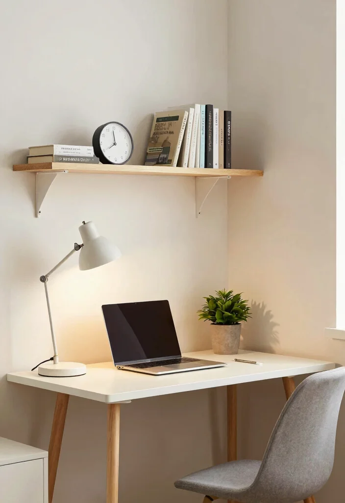 15 Minimalistic Desk Setup Ideas That Stay Clean - 2. The Compact Corner Office 1