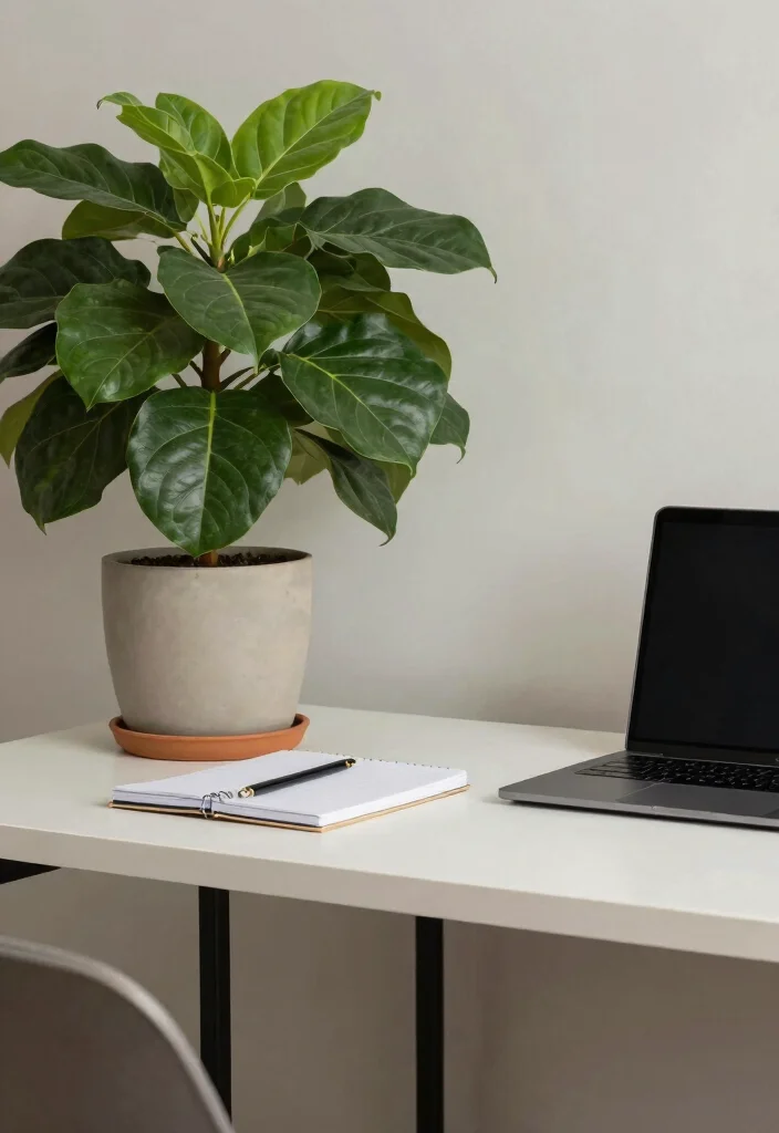 15 Minimalistic Desk Setup Ideas That Stay Clean - 8. A Single Statement Piece 1
