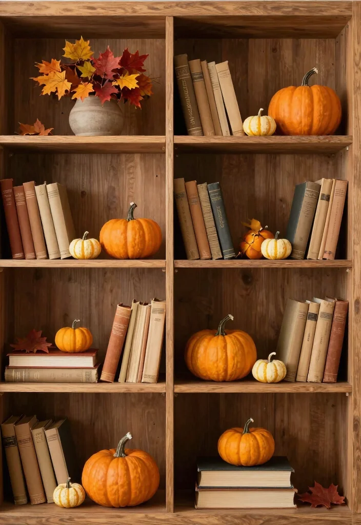 15 Open Bookshelf Styling Ideas That Look Effortless - 9. Seasonal Rotations 1