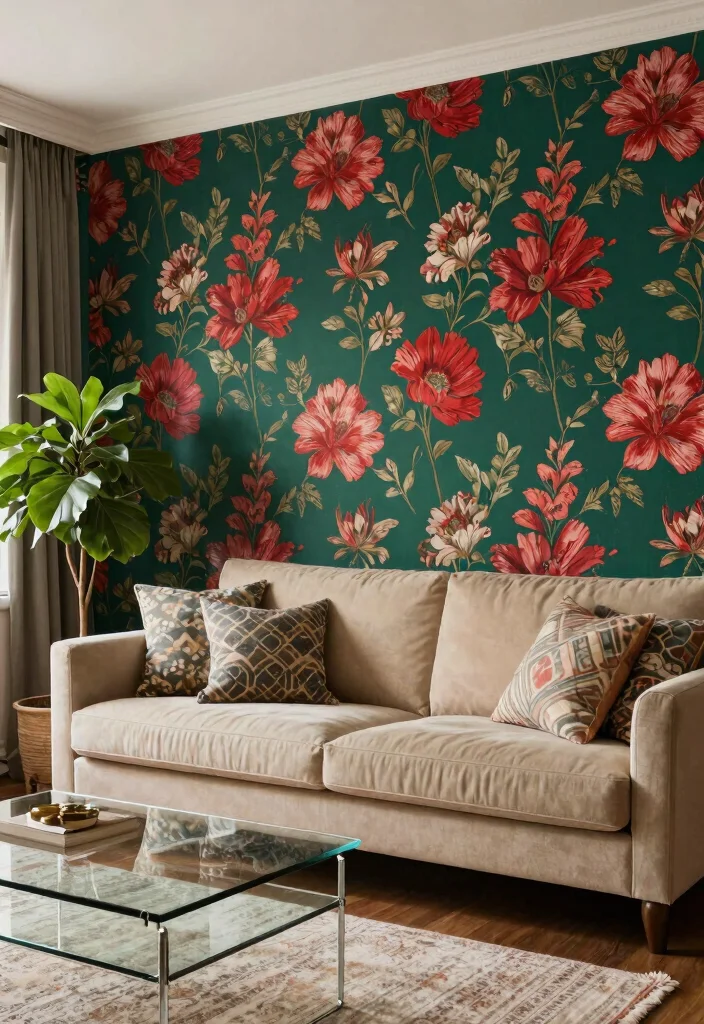 15 Stripped Wallpaper Wall Ideas With Bold Pattern - 1. Bold Floral Patterns 1