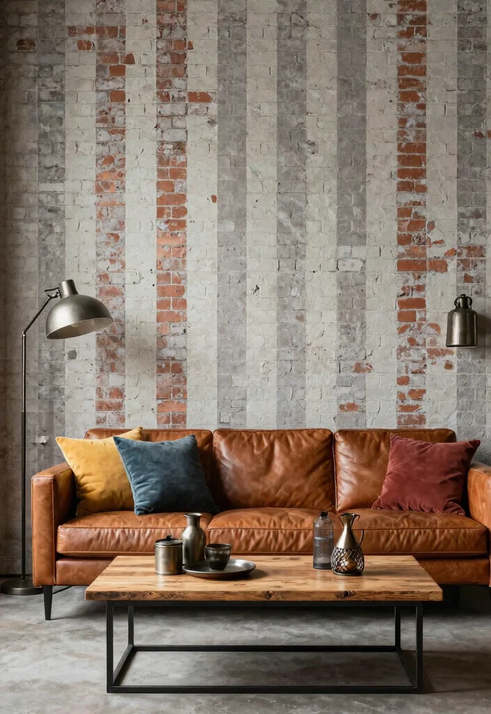 15 Stripped Wallpaper Wall Ideas With Bold Pattern - 10. Industrial Chic 1