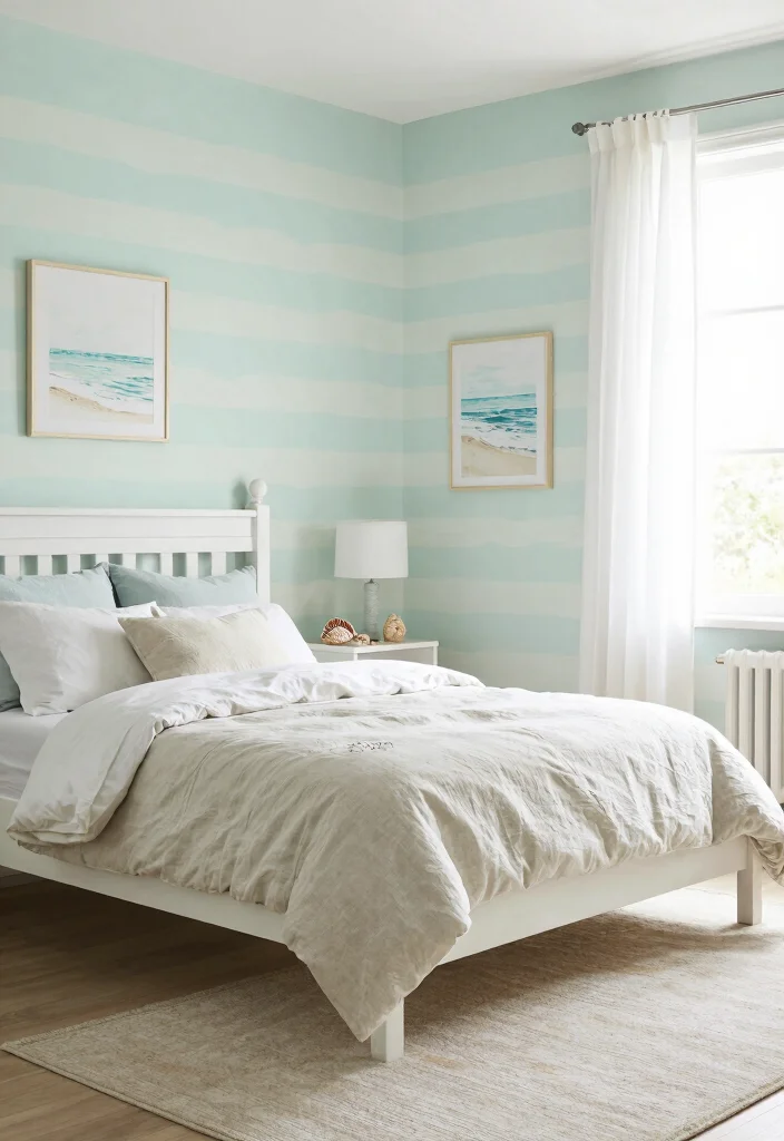 15 Stripped Wallpaper Wall Ideas With Bold Pattern - 11. Coastal Vibes 1