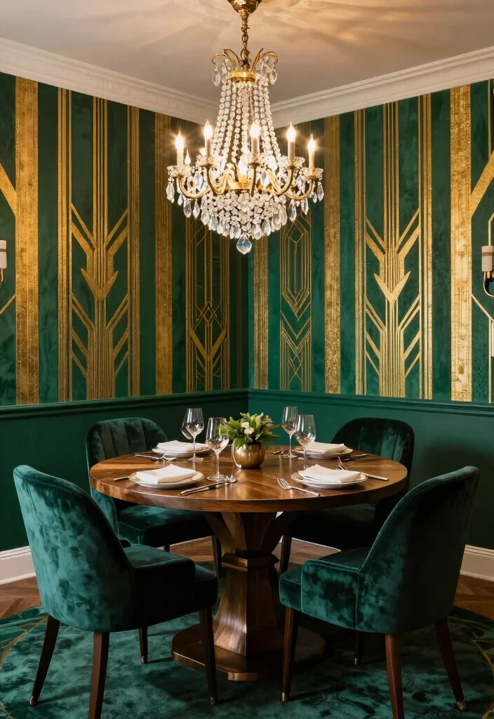 15 Stripped Wallpaper Wall Ideas With Bold Pattern - 4. Art Deco Influence 1