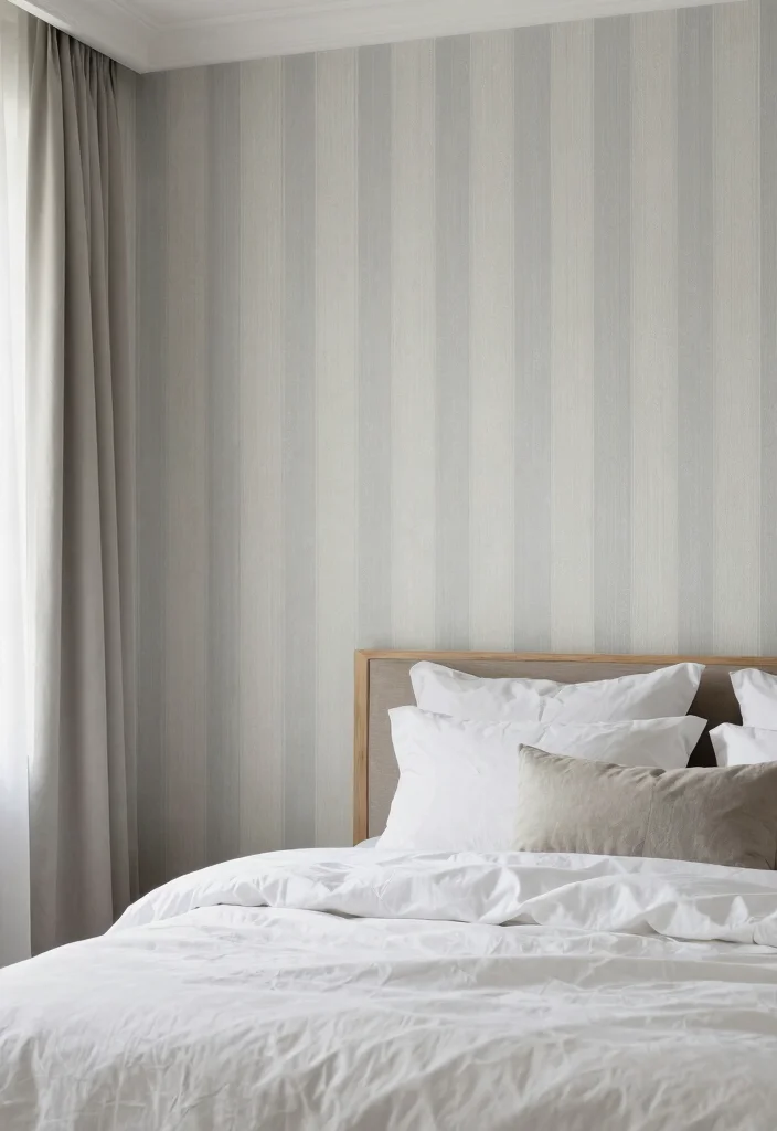 15 Stripped Wallpaper Wall Ideas With Bold Pattern - 8. Sophisticated Neutrals 1