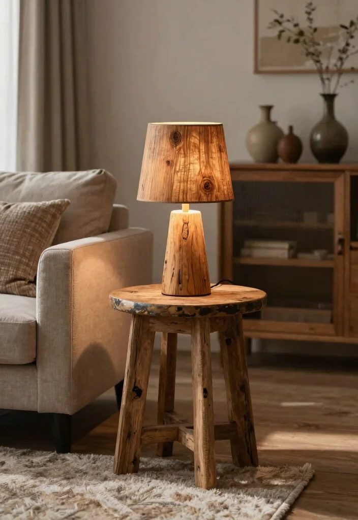 15 Vintage Table Lamp Ideas With Timeless Charm - 5. Rustic Touch with Wooden Lamps 1