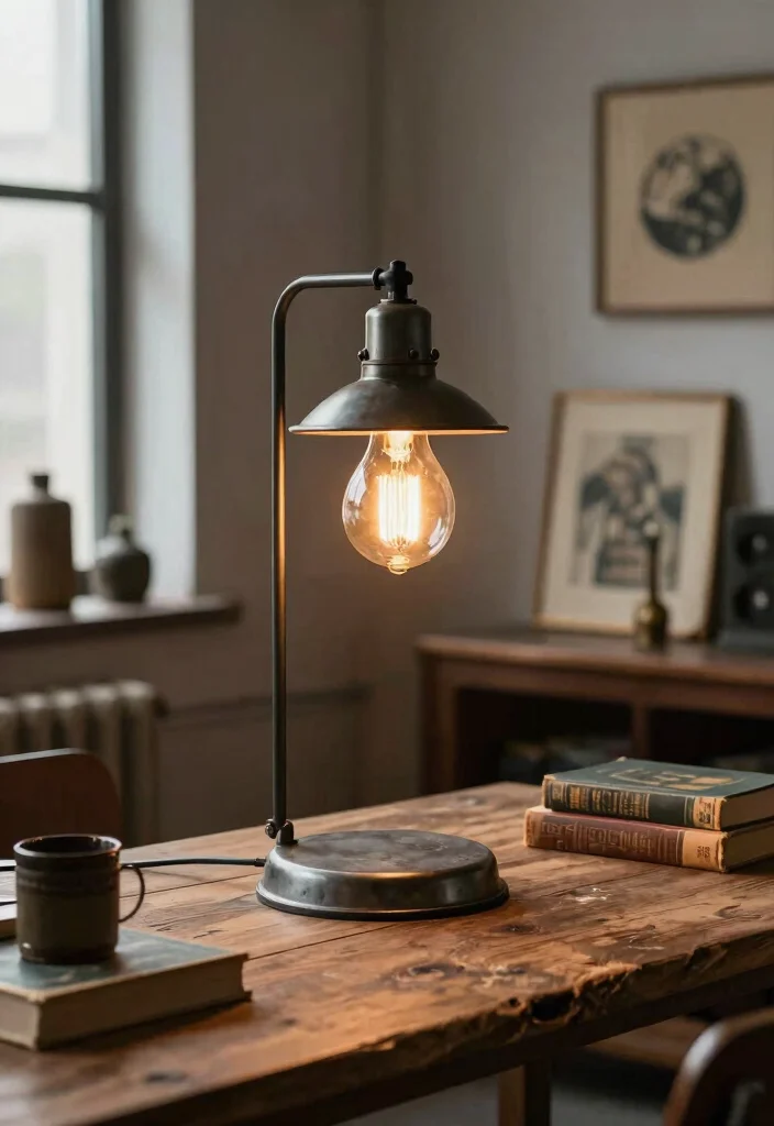 15 Vintage Table Lamp Ideas With Timeless Charm - 7. Vintage-inspired Industrial Lamps 1