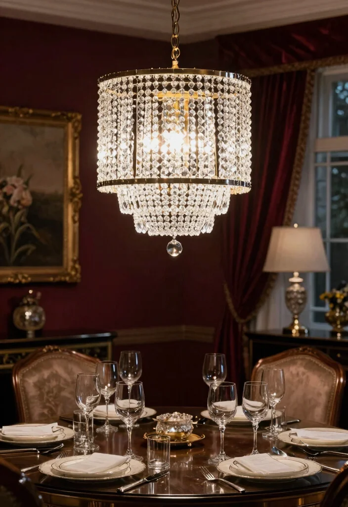 16 Antique Lamp Shades Ideas With Classic Elegance - 14. Opulent Crystal Shades 1