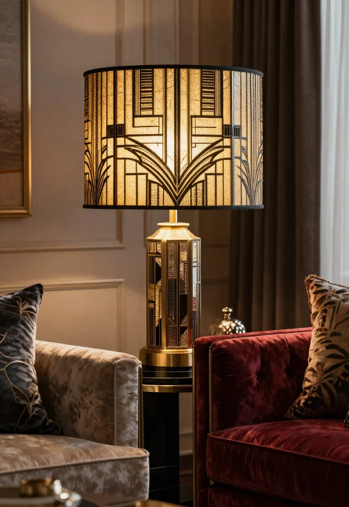 16 Antique Lamp Shades Ideas With Classic Elegance - 16. Art Deco Glam Shades 1