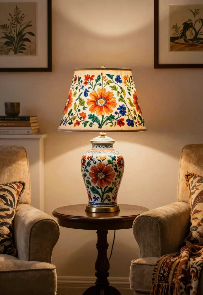 16 Antique Lamp Shades Ideas With Classic Elegance - 5. Hand-Painted Ceramic Shades 1