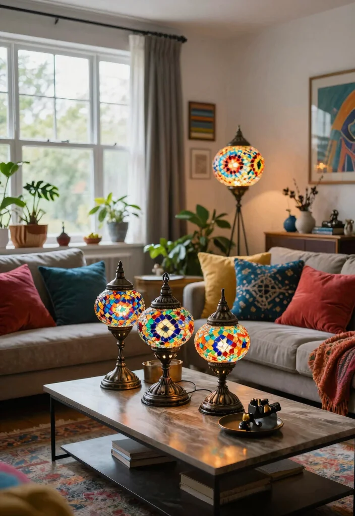 16 Antique Lamp Shades Ideas With Classic Elegance - 9. Colorful Mosaic Patterns 1