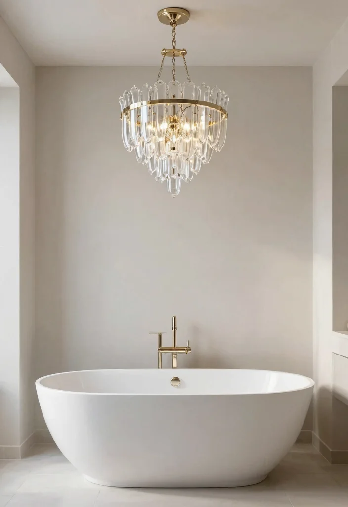 16 Chandelier Over Bathtub Ideas That Feel Luxurious - 16. Elegant Hanging Glass Chandelier 1