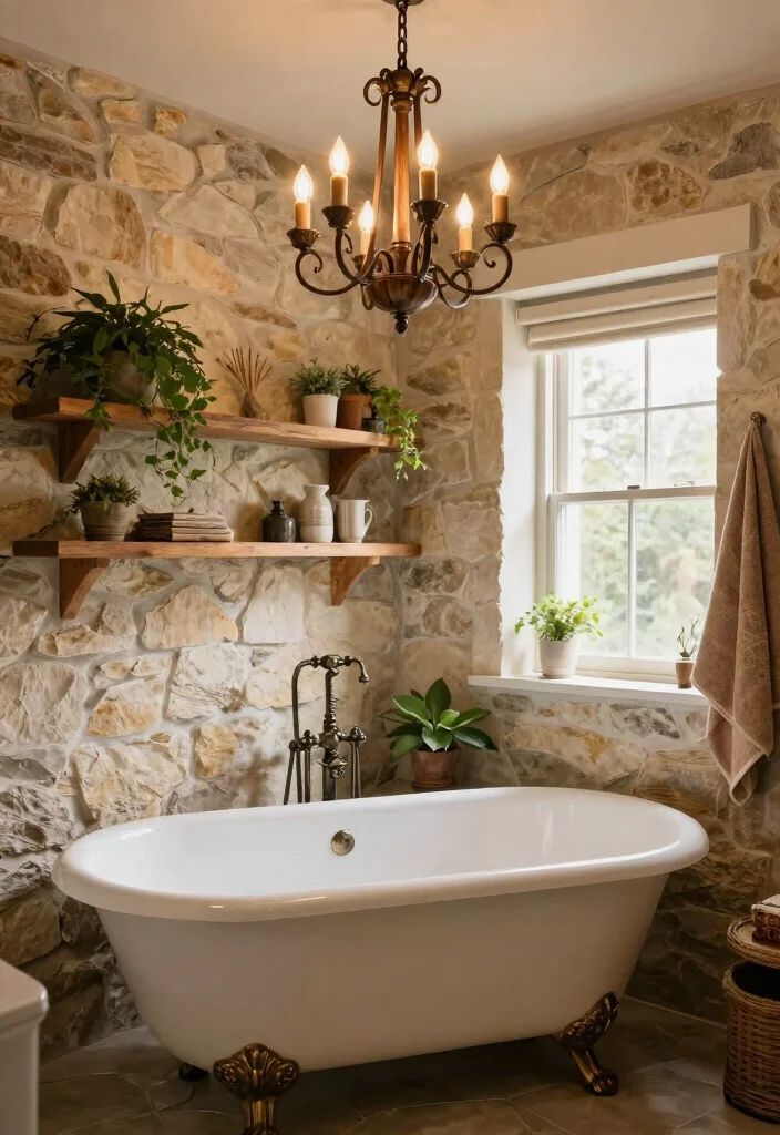 16 Chandelier Over Bathtub Ideas That Feel Luxurious - 2. Rustic Wood and Iron 1