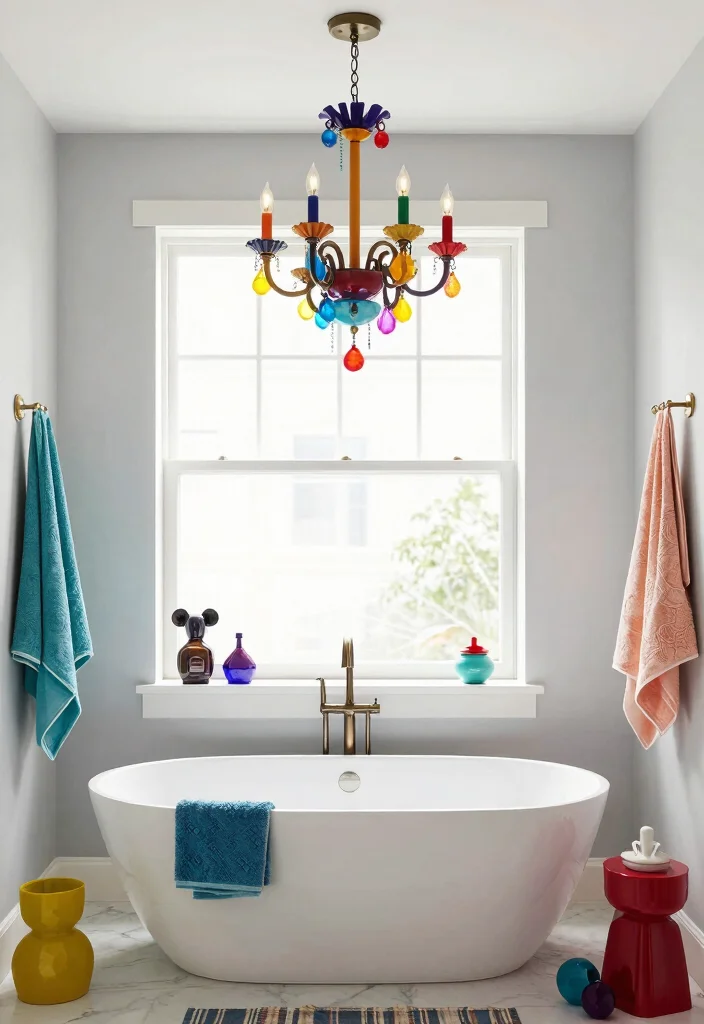 16 Chandelier Over Bathtub Ideas That Feel Luxurious - 5. Bold Colorful Chandeliers 1