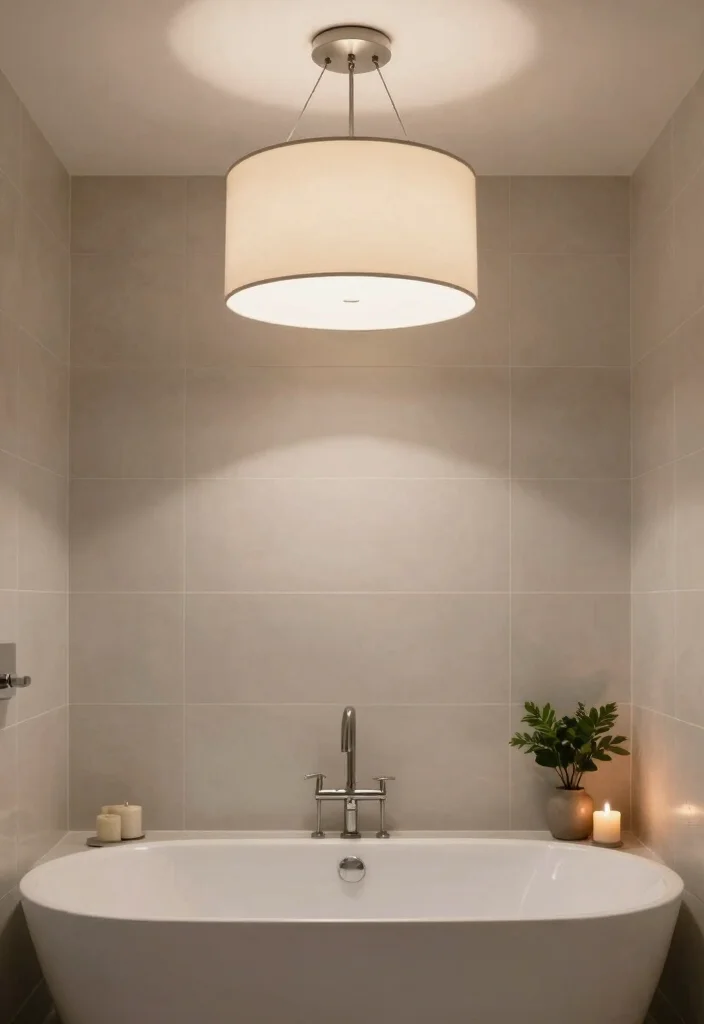 16 Chandelier Over Bathtub Ideas That Feel Luxurious - 6. Elegant Drum Shade Chandelier 1