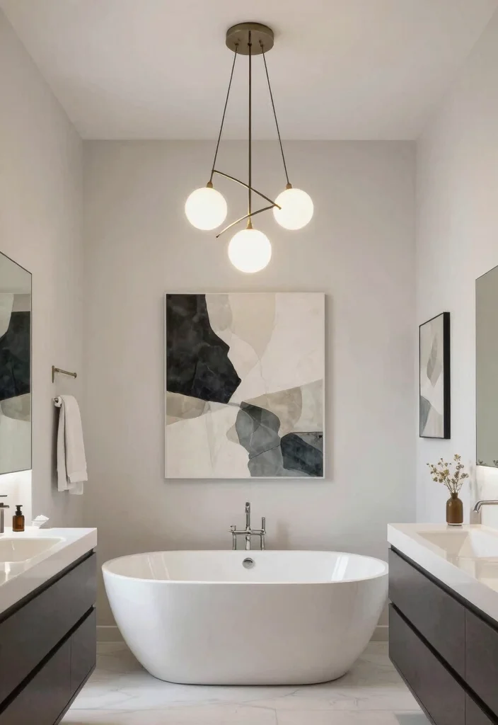 16 Chandelier Over Bathtub Ideas That Feel Luxurious - 7. Contemporary Art-Inspired Designs 1