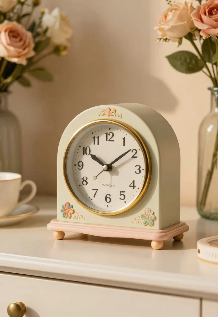 16 Coquette Desk Setup Ideas With Soft Feminine Vibes - 14. Vintage Desk Clock 1
