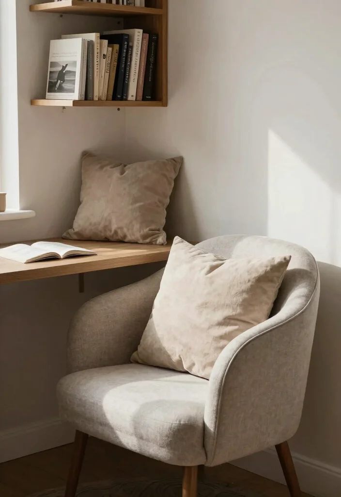 16 Coquette Desk Setup Ideas With Soft Feminine Vibes - 16. Cozy Reading Nook 1