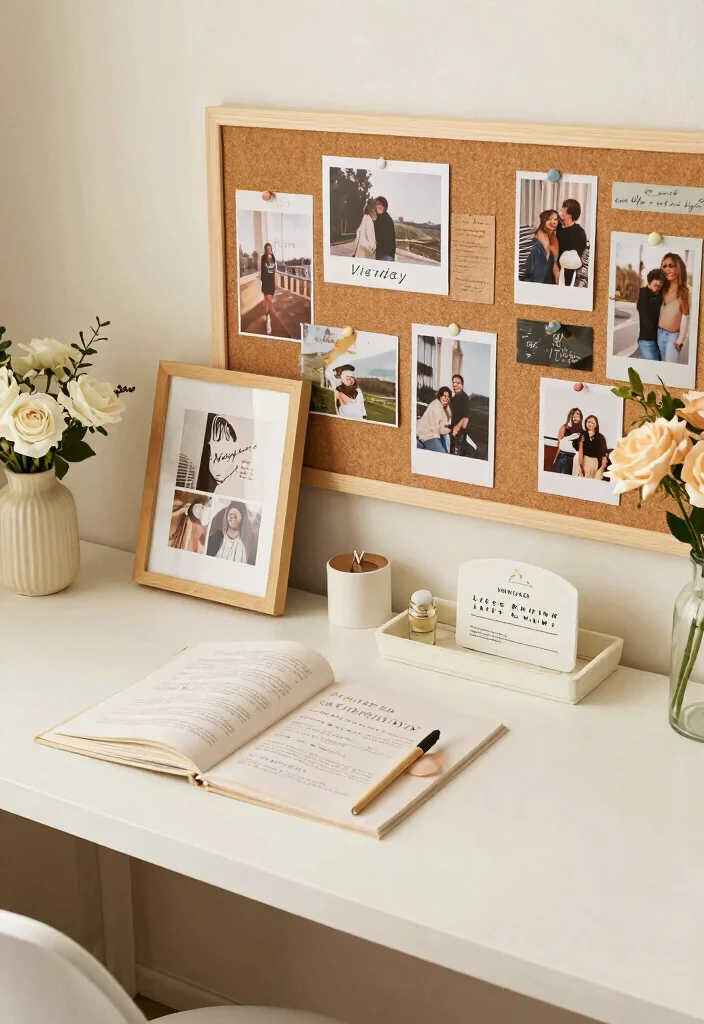 16 Coquette Desk Setup Ideas With Soft Feminine Vibes - 8. Personal Touches 1