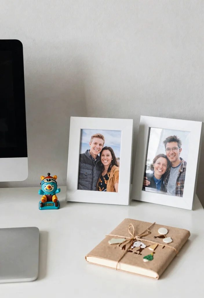 16 Cozy Desk Setup Ideas That Feel Warm & Inviting - 12. Incorporate Personal Mementos 1