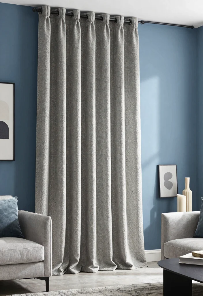 16 Curtains for Blue Walls Ideas That Match Perfectly - 11. Textured Blended Fabric Curtains 1