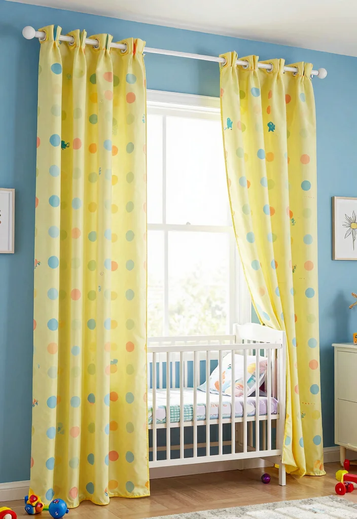 16 Curtains for Blue Walls Ideas That Match Perfectly - 14. Playful Polka Dots 1