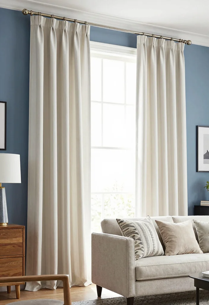 16 Curtains for Blue Walls Ideas That Match Perfectly - 4. Classic Striped Curtains 1