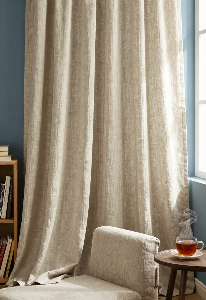 16 Curtains for Blue Walls Ideas That Match Perfectly - 5. Rustic Linen Curtains 1