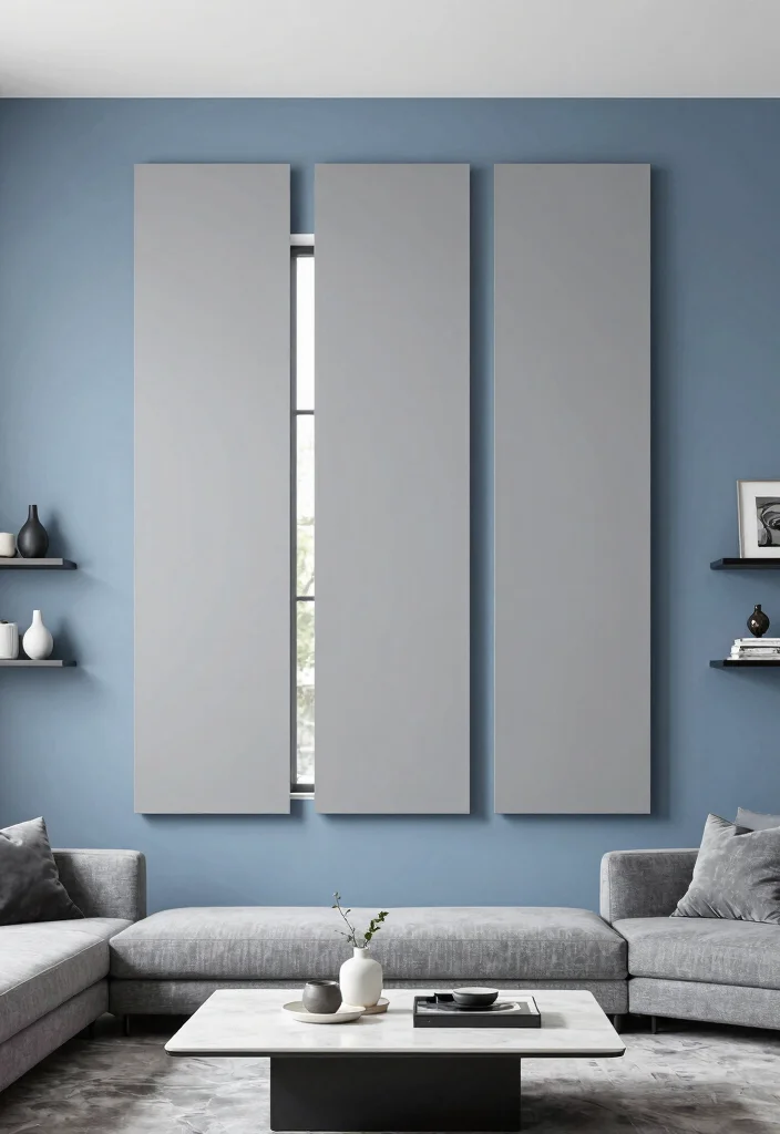 16 Curtains for Blue Walls Ideas That Match Perfectly - 7. Minimalist Grey Panels 1