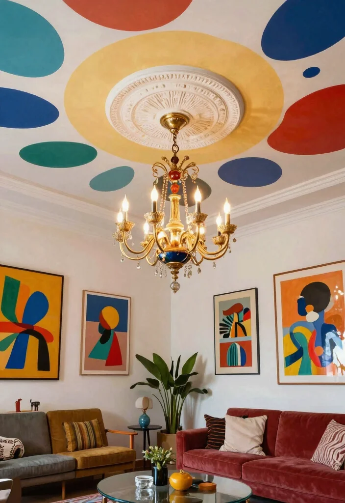 16 False Ceiling With Chandelier Ideas That Look Grand - 10. Artistic Flair 1