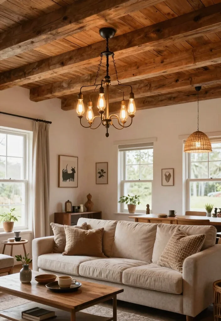 16 False Ceiling With Chandelier Ideas That Look Grand - 3. Modern Rustic Charm 1