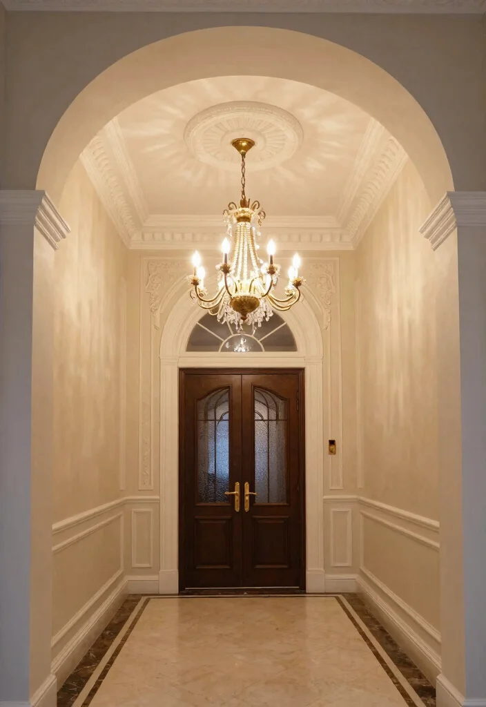 16 False Ceiling With Chandelier Ideas That Look Grand - 6. Grand Entrance 1