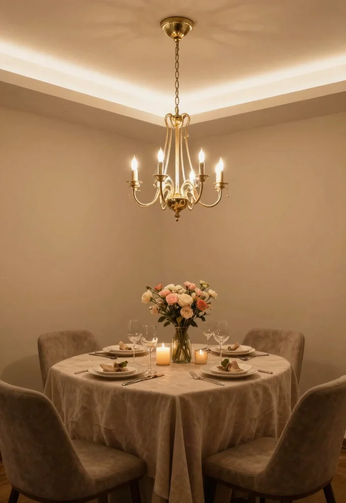 16 False Ceiling With Chandelier Ideas That Look Grand - 7. Soft Romantic Lighting 1