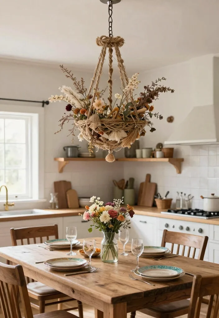 16 Farmhouse Chandelier Kitchen Ideas With Rustic Charm 50 16 Farmhouse Chandelier Kitchen Ideas With Rustic Charm - 10. Combining Chandeliers with Natural Elements 1
