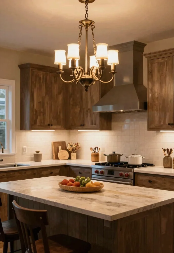 16 Farmhouse Chandelier Kitchen Ideas With Rustic Charm 64 16 Farmhouse Chandelier Kitchen Ideas With Rustic Charm - 14. Layering Lighting with Chandeliers 1