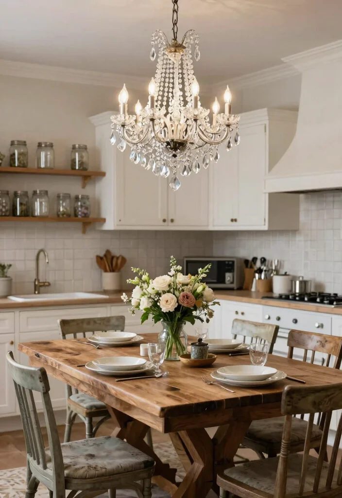 16 Farmhouse Chandelier Kitchen Ideas With Rustic Charm 12 16 Farmhouse Chandelier Kitchen Ideas With Rustic Charm - 2. Elegant Crystal Accents for a Touch of Glamour 1