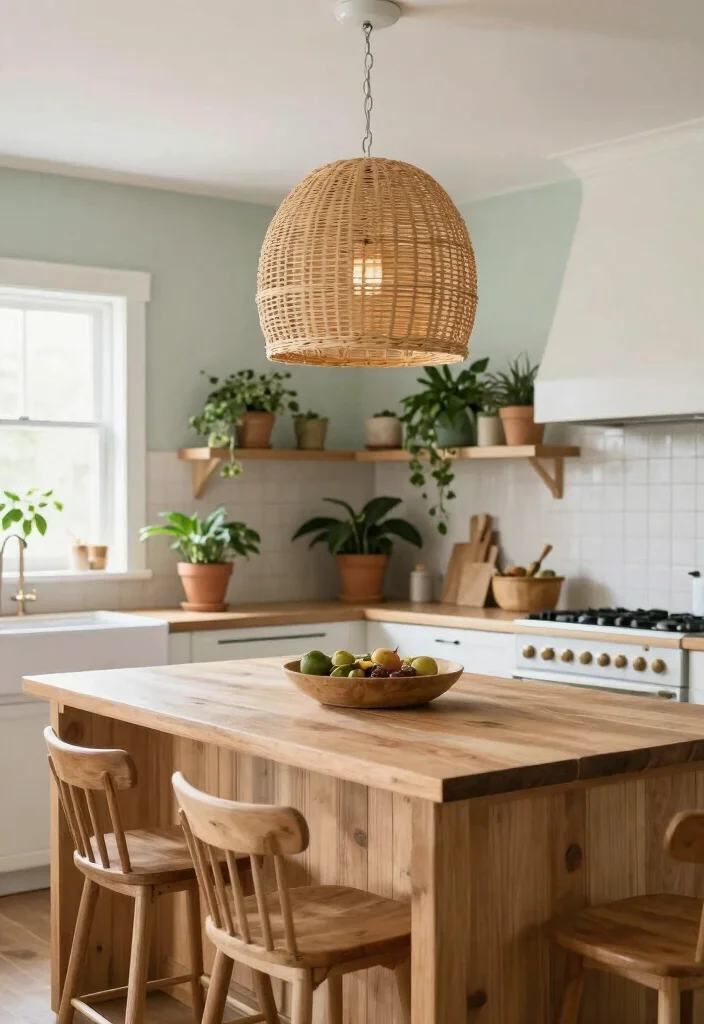 16 Farmhouse Chandelier Kitchen Ideas With Rustic Charm 35 16 Farmhouse Chandelier Kitchen Ideas With Rustic Charm - 5. Farmhouse Charm with Rattan Chandeliers 1