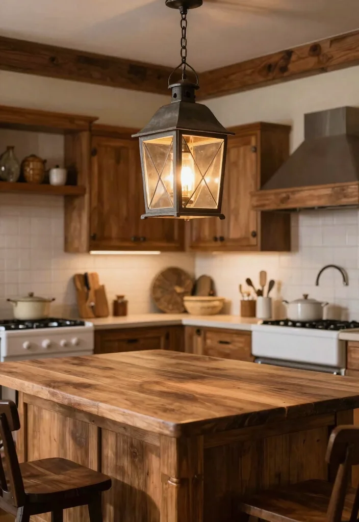 16 Farmhouse Chandelier Kitchen Ideas With Rustic Charm 36 16 Farmhouse Chandelier Kitchen Ideas With Rustic Charm - 6. Rustic Lantern Style for a Cozy Vibe 1