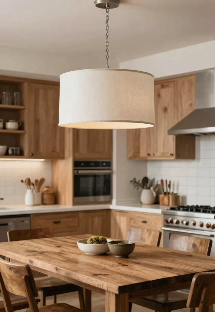 16 Farmhouse Chandelier Kitchen Ideas With Rustic Charm 47 16 Farmhouse Chandelier Kitchen Ideas With Rustic Charm - 7. Farmhouse Elegance with Drum Shade Chandeliers 1