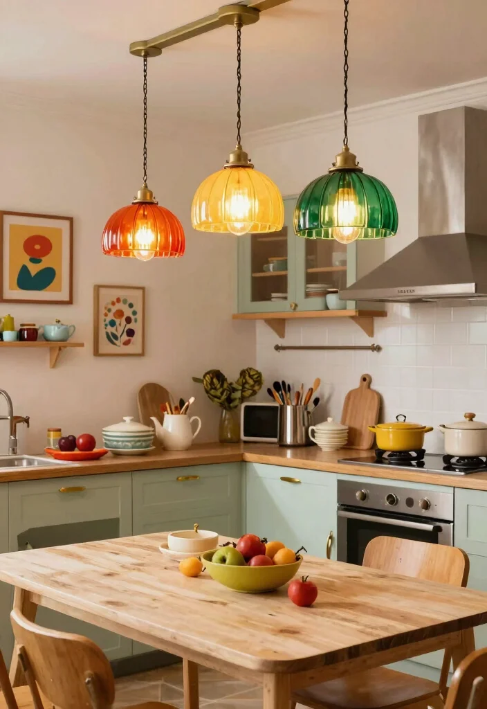 16 Glass Pendant Light Ideas That Instantly Elevate Your Space - 14. Retro Glass Shades 1