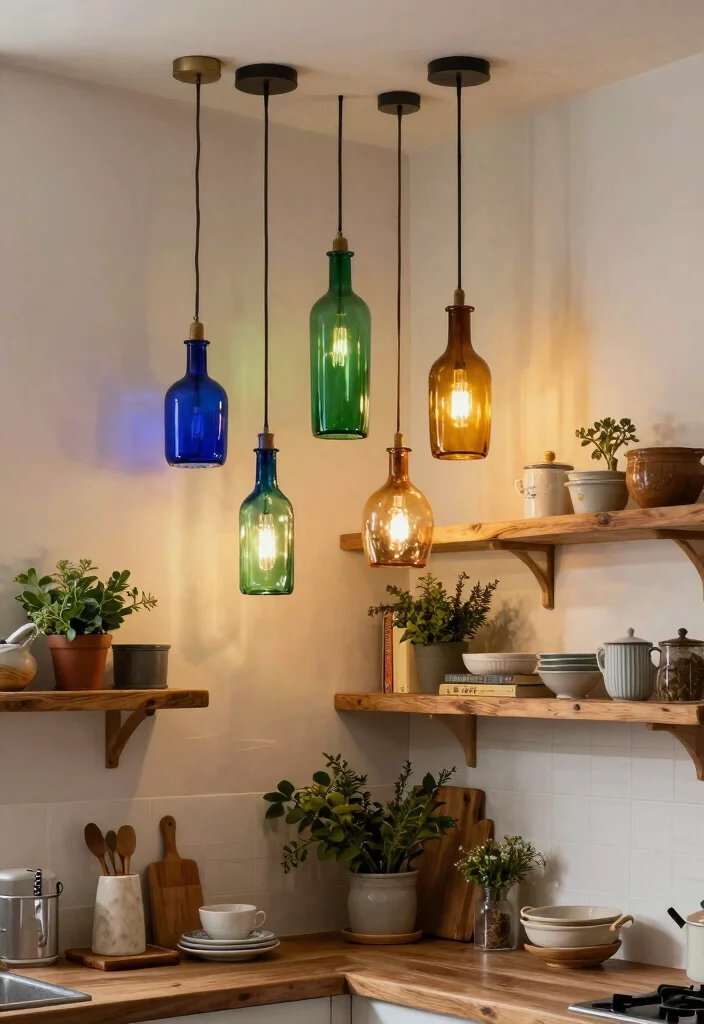 16 Glass Pendant Light Ideas That Instantly Elevate Your Space - 4. Colorful Glass Bottles as Pendants 1