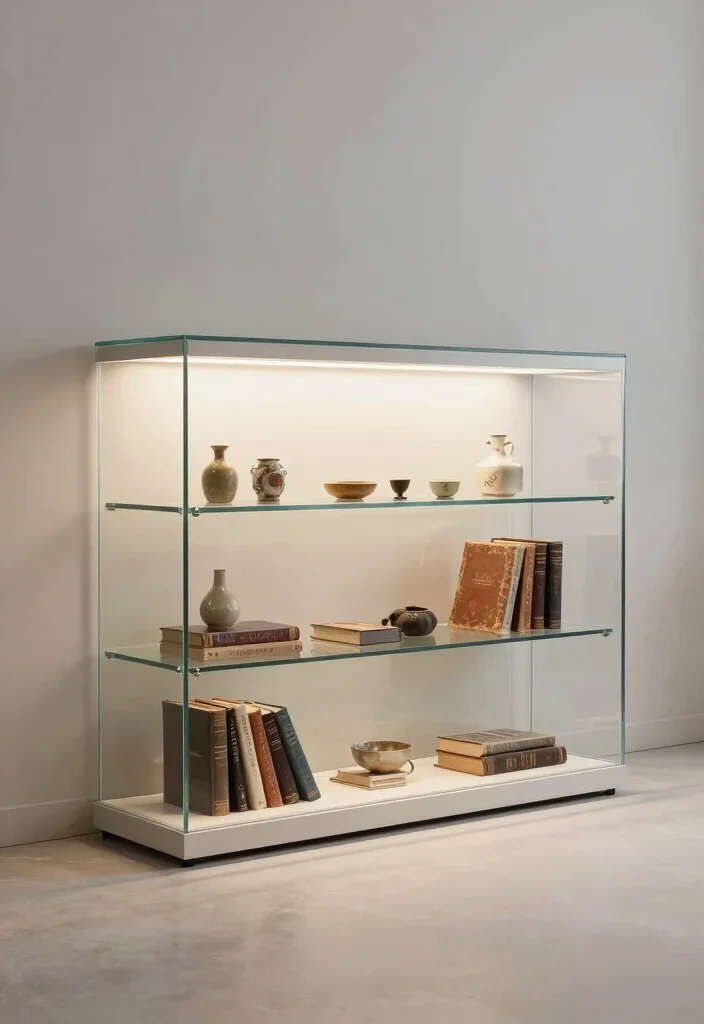 16 Living Room Bookshelf Ideas That Elevate Your Decor - 7. Minimalist Display Cases 1