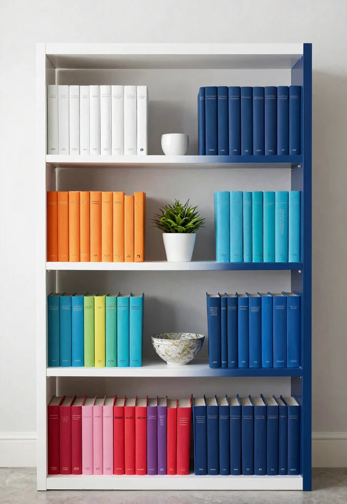 16 Room Decor Bookshelf Ideas That Show Personality - 7. Books Organized by Color 1
