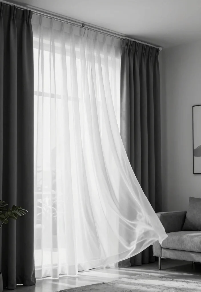 16 Sheer Curtains With Blackout Curtains Ideas That Layer Beautifully - 1. Elegant Monochrome Layers 1