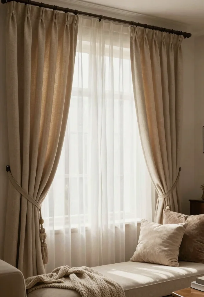 16 Sheer Curtains With Blackout Curtains Ideas That Layer Beautifully - 10. Layered Textiles for Warmth 1